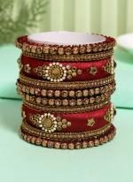   Wedding Wear  Maroon Color Thread Bangle Set:-2.6